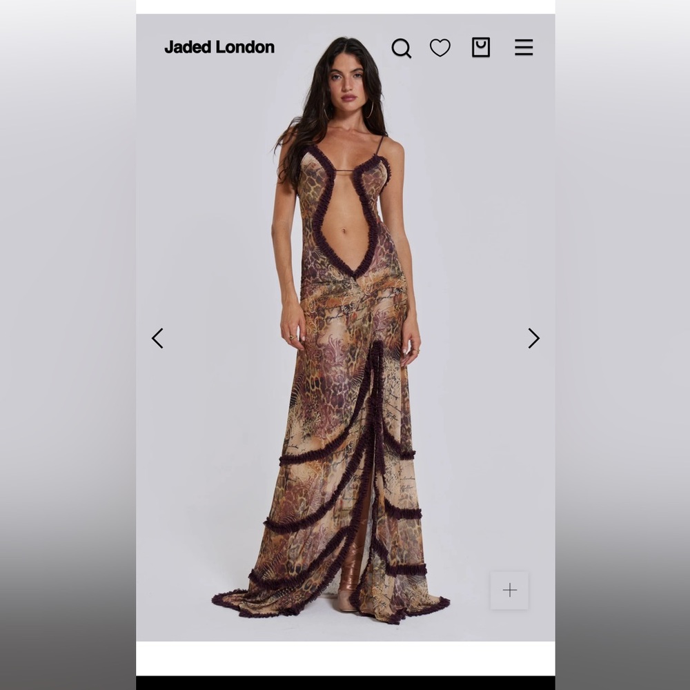 Jaded London maxi fatale dress in sunrose